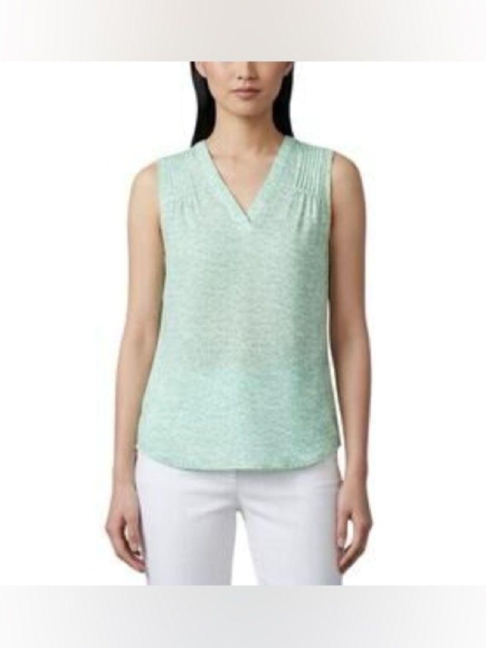 41 Hawthorn Mint Green Pintuck V-Neck Sleeveless Top